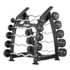 Denali Series Fixed Barbell Rack - rack with 10 EZ Curl fixed barbells- black