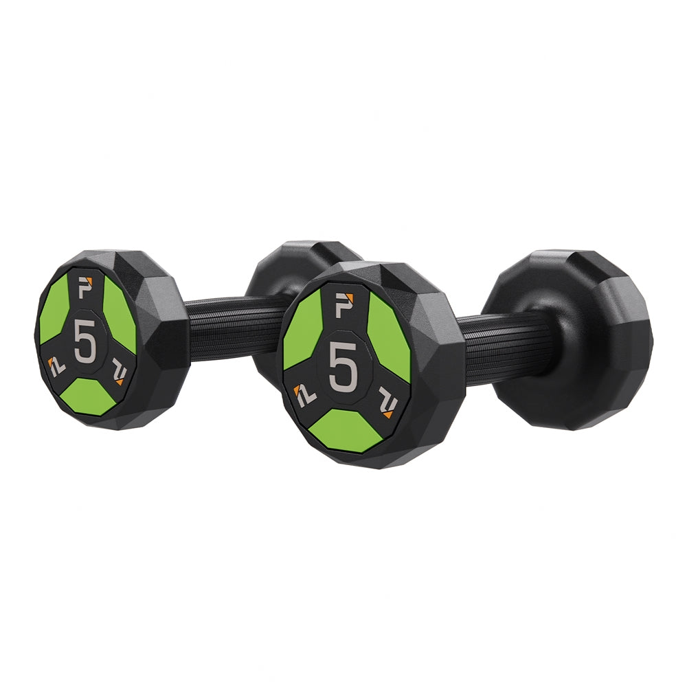 Urethane Cardio Dumbbell - 5 lbs Pair, Black/Lime Green