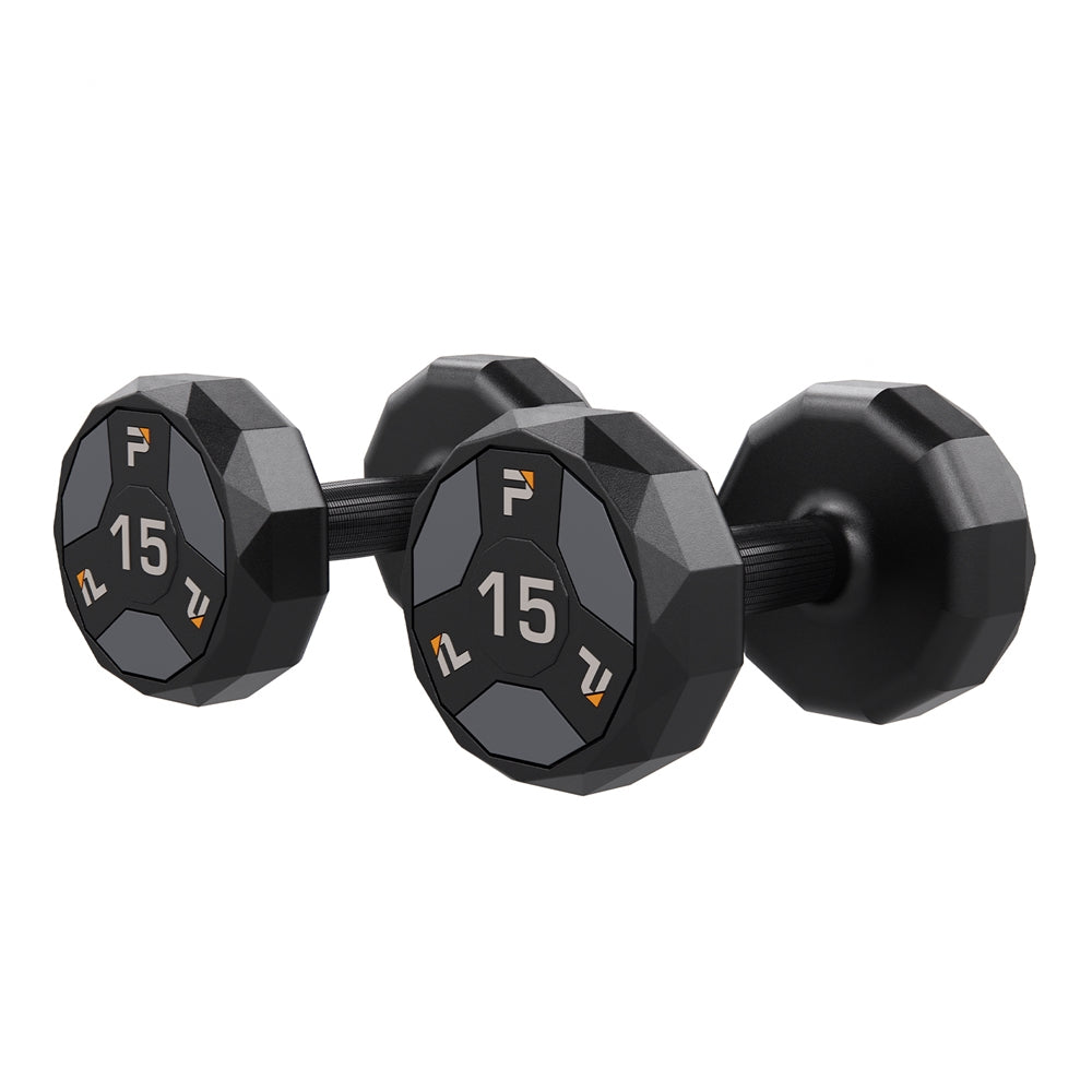 Urethane Cardio Dumbbell - 15 lbs Pair, Black/Gray