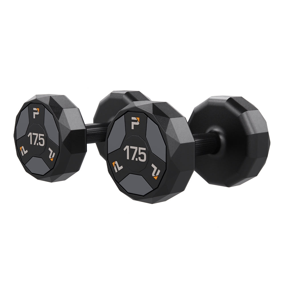 Urethane Cardio Dumbbell - 17.5 lbs Pair, Black/Black
