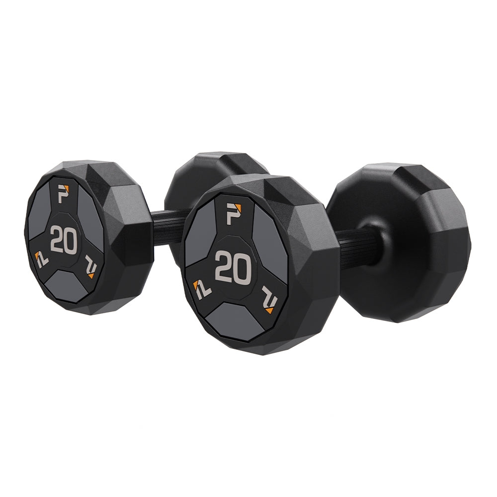 Urethane Cardio Dumbbell - 20 lbs Pair, Black/Gray