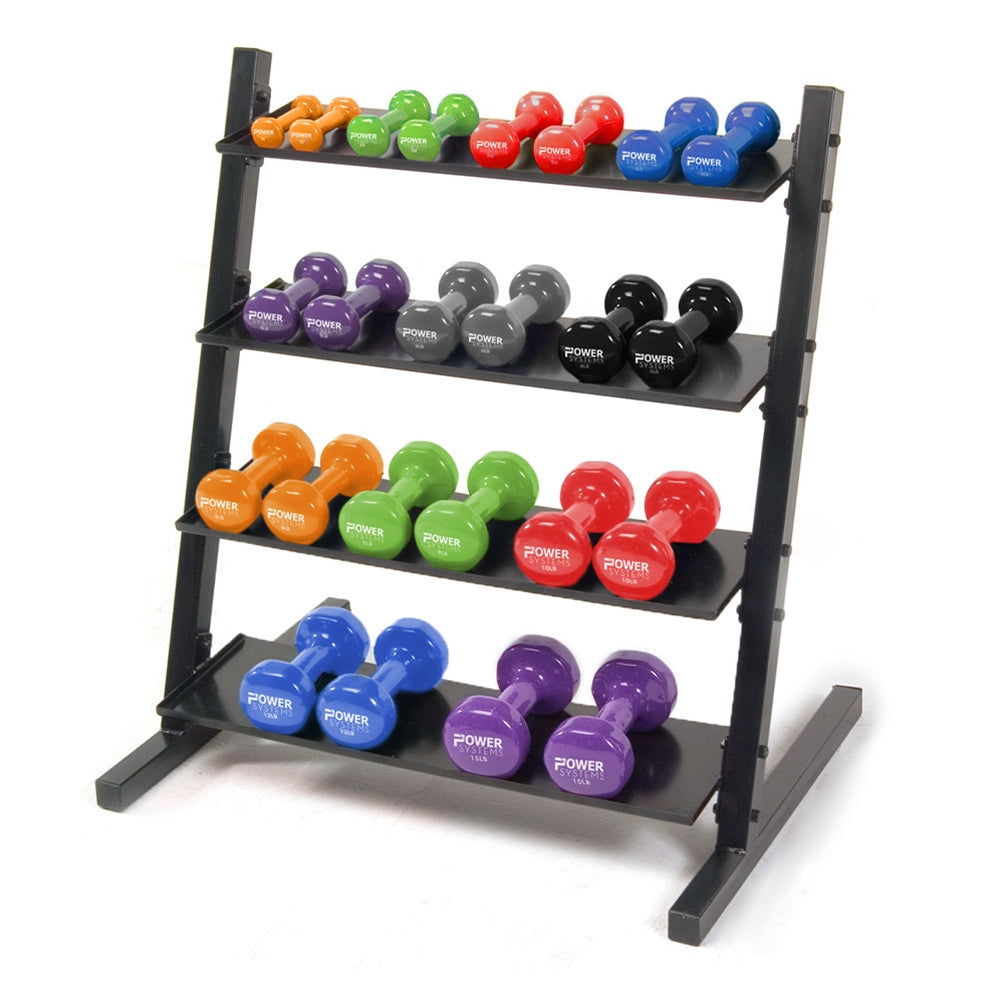 Neoprene/Vinyl Dumbbell 4-Tier Storage Rack