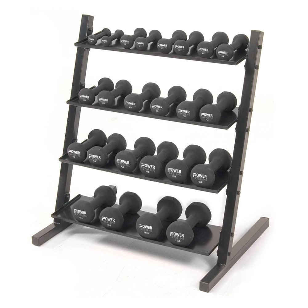 Neoprene/Vinyl Dumbbell 4-Tier Storage Rack