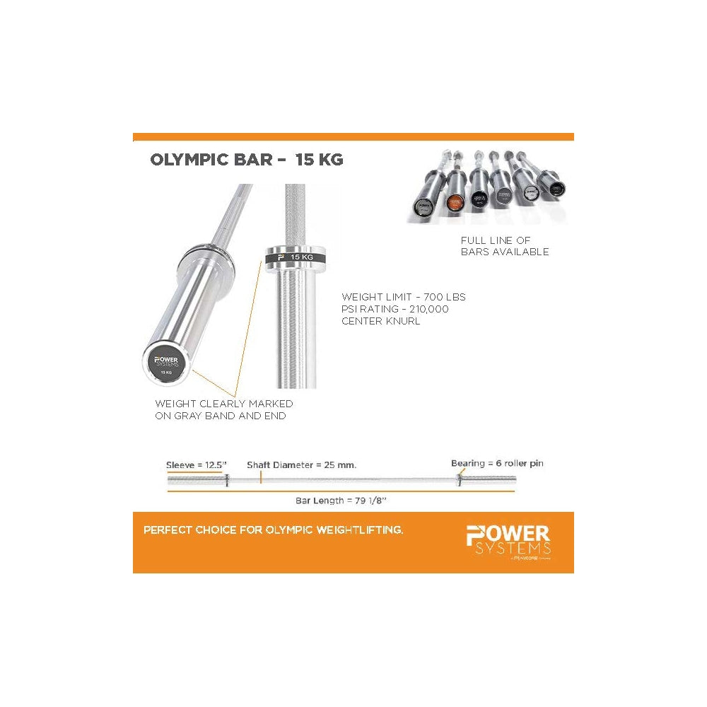 Women's 15kg Olympic Bar | Stainless Steel Sleeve | 25mm | Power