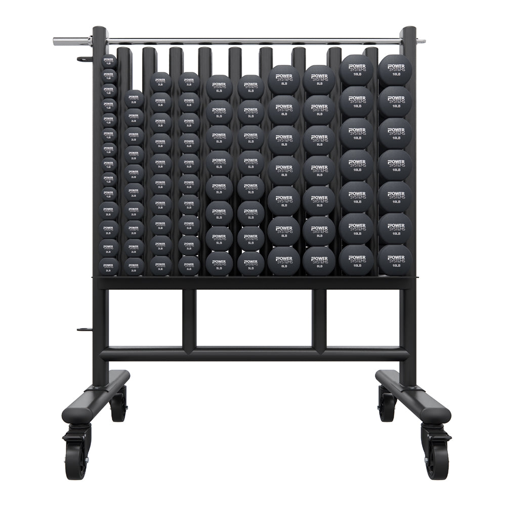 Premium Dumbbell Rack + 44 Neoprene Pairs | Mobile | Power Systems