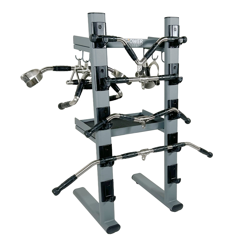 Premium Revolving Cable Attachments Bar and Accessory Rack with Attachments
