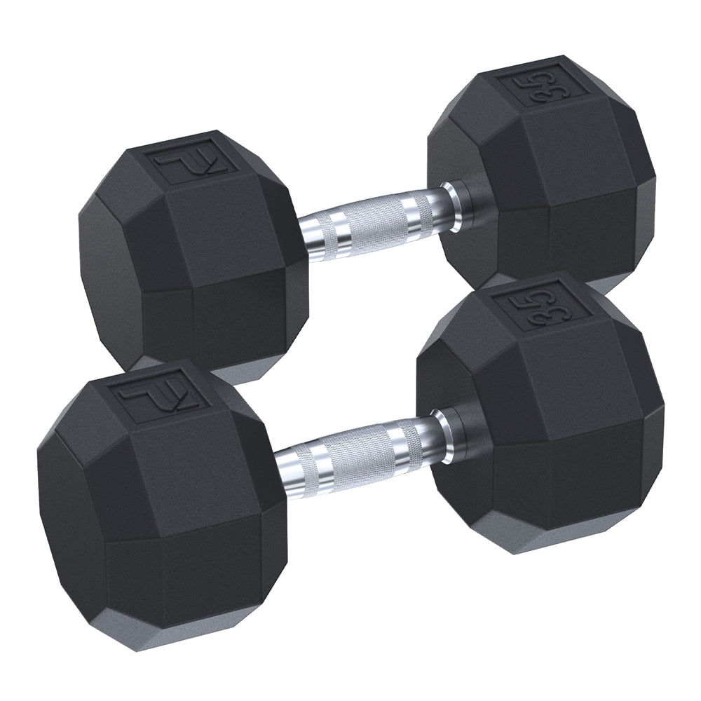 Rubber Octagonal Dumbbell | Heavy-Duty | Non-Roll | Power Systems