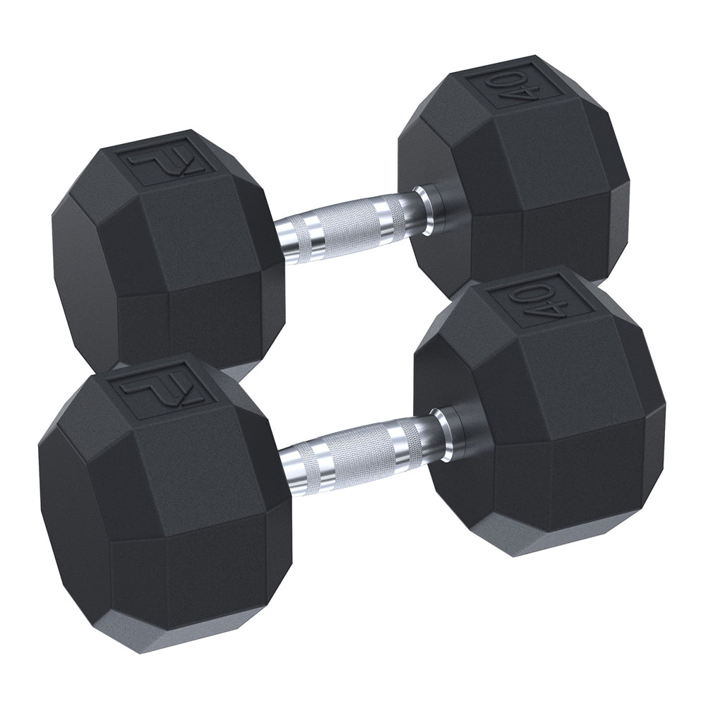 Rubber Octagonal Dumbbell | Heavy-Duty | Non-Roll | Power Systems