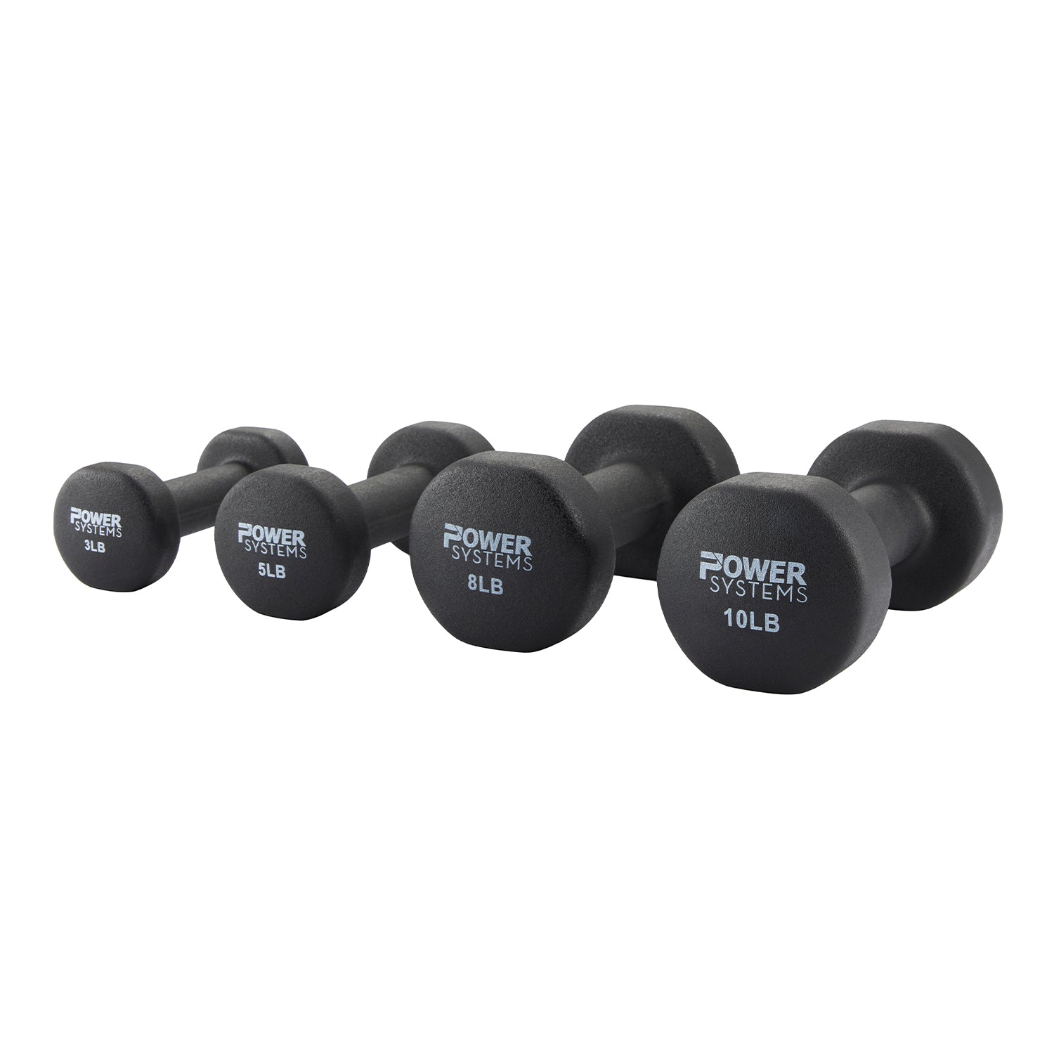 Neoprene Dumbbells | Black Textured Coating | 1-15 lbs | Power Systems